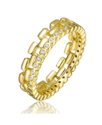 Chic 14K Gold Plated with Round Cubic Zirconia Geometric Stacking Ring