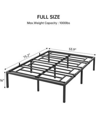 16" Bed Frame, Heavy Duty Metal Platform Bed Frame, Noise Free Full Bed Frame with Under-Bed Storage and Steel Slats Support