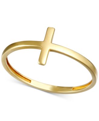 Macy's - Side Cross Ring in 10k Gold