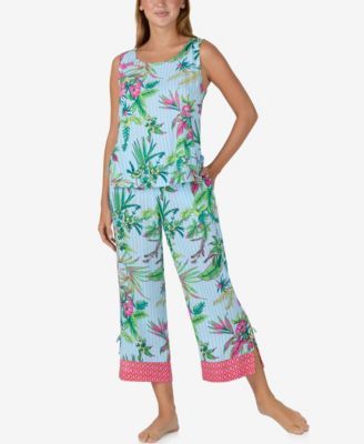 Women's Sleeveless Cami Top and Crop Pant, 2-Piece Pajama Set