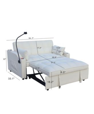 Modern Velvet Loveseat Futon Sofa Couch w/Pullout Bed,3 in 1 Convertible Sleeper Sofa Bed with adjustable Reclining Backrest