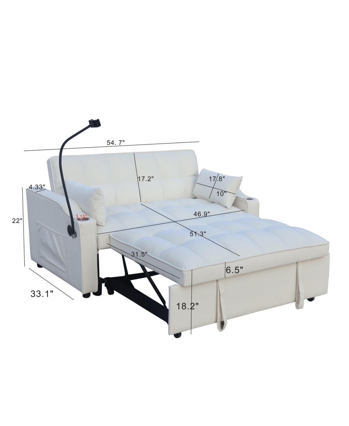 Clihome Modern Velvet Loveseat Futon Sofa Couch w/Pullout Bed,3 1 Convertible Sleeper Bed with adjustable Reclining Backrest