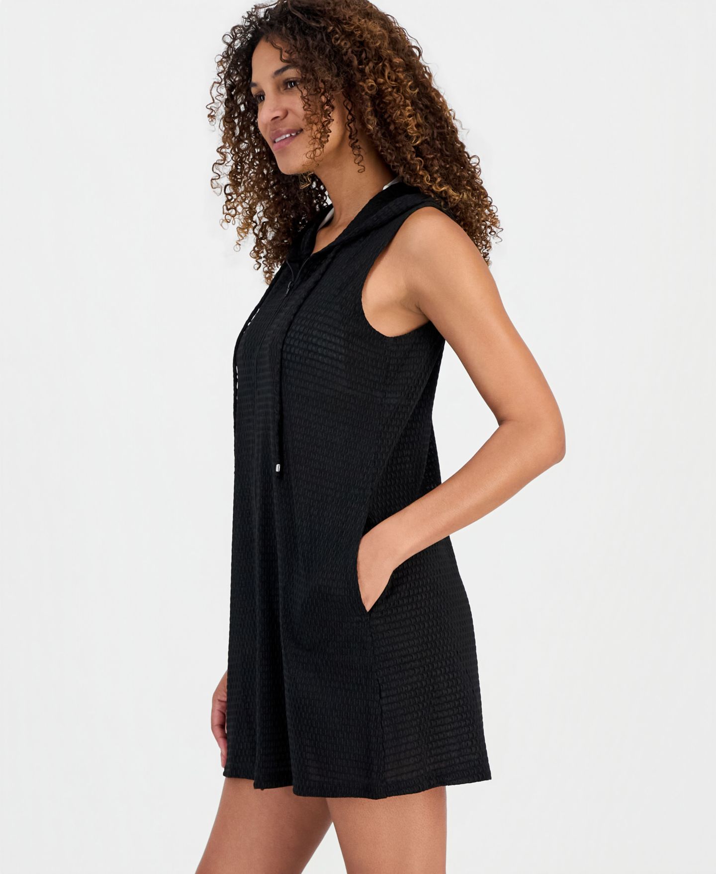 Женское худи J Valdi Sleeveless Zip-Up Swim, цвет: Чёрный — фото 4