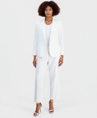 Women's Notched-Collar One-Button Blazer, Sleeveless Sweater & Ankle Pants