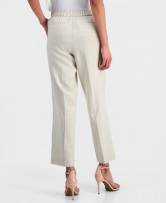 Women's Linen-Blend Mid-Rise Straight-Leg Ankle Pants