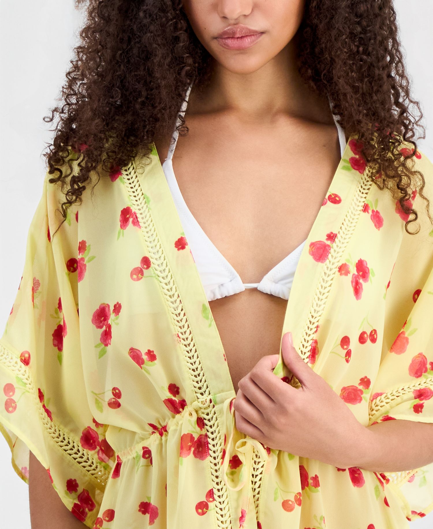 Women's Printed V-Neck Swim Cover-Up Kimono