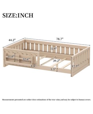  Wood Twin Platform Bed with Guardrail & Storage Shelves