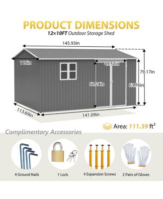 Streamdale Outdoor Storage Shed Metal, Large Garden Tool Sheds with Lockable Doors