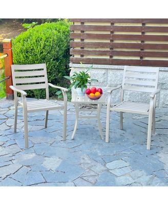  VRSHWO Iron Terrace Dining Chairs, Set of 2 Cream Outdoor Metal Chairs