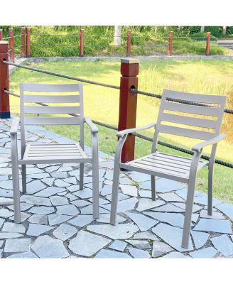  VRSHWO Iron Terrace Dining Chairs, Set of 2 Cream Outdoor Metal Chairs