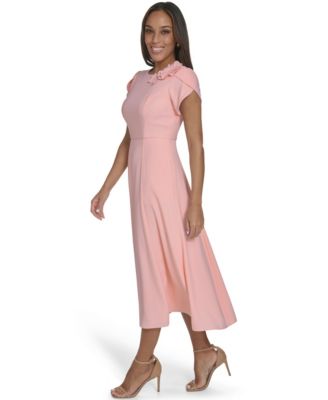 Petite Short-Sleeve Jewel Neck Dress