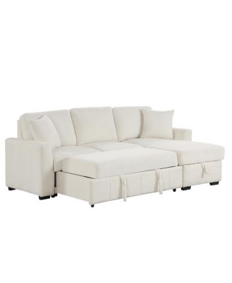 Streamdale L-Shaped Sleeper Sofa w/ Storage Chaise & Cup Holders
