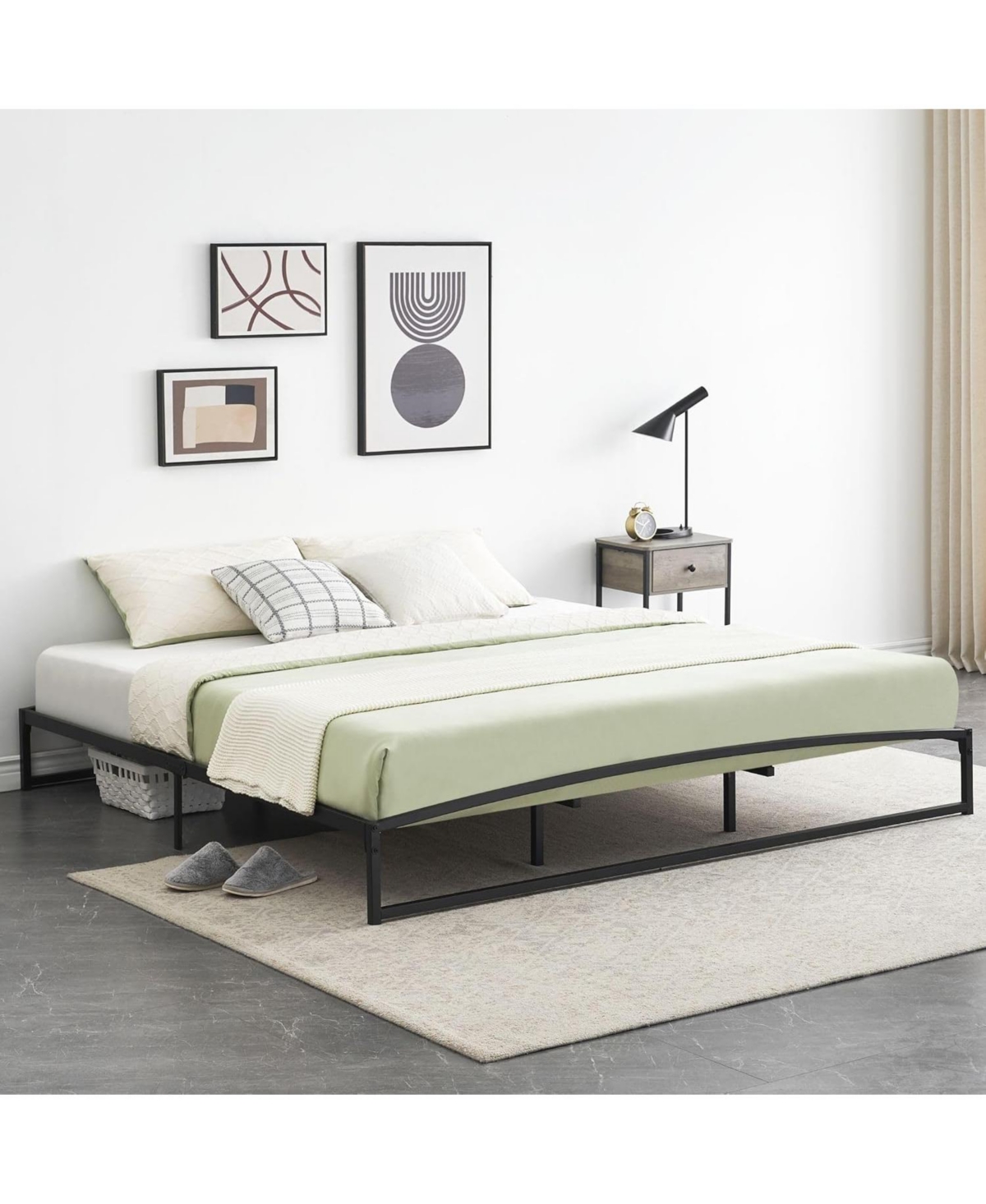 gaomon Low Bed Frame Size, 10 Inch Heavy Duty Metal Platform Bed Frame Low Profile, Mattress Foundation, No Box Spring Needed