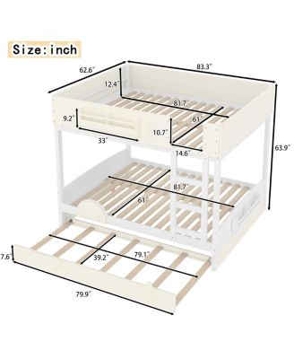 Queen Bunk Bed with Trundle, Bookshelf, and Auto Design for Kids