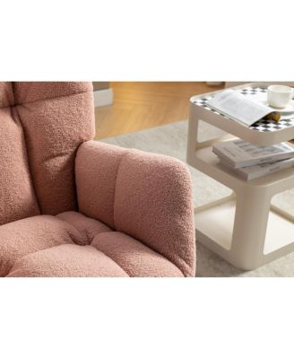 Teddy Fabric Leisure Rocking Chair with Adjustable Footstool