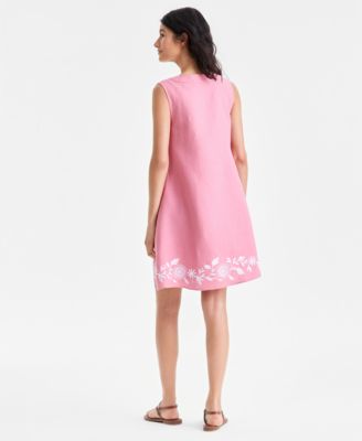 casual ladies dress At The Wishing Well Pink Floral Cotton Smocked Maxi Dress