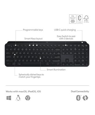 MX Keys Full Size Scissor Keyboard for PC and Mac - Black