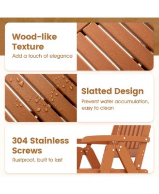 2PCS Foldable Patio Chair w/Armrest Curved Back Slatted Seat for Backyard Deck