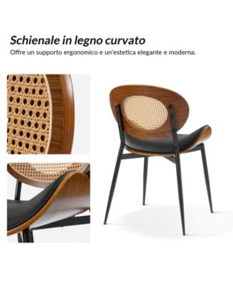 Ema Modern Dining Chair with Curved Wood Backrest,Set of 2