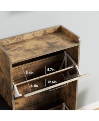 Entryway Shoe Cabinet with Bench - 4 Flip Drawers Left/Right Adjustable Seat Organizer