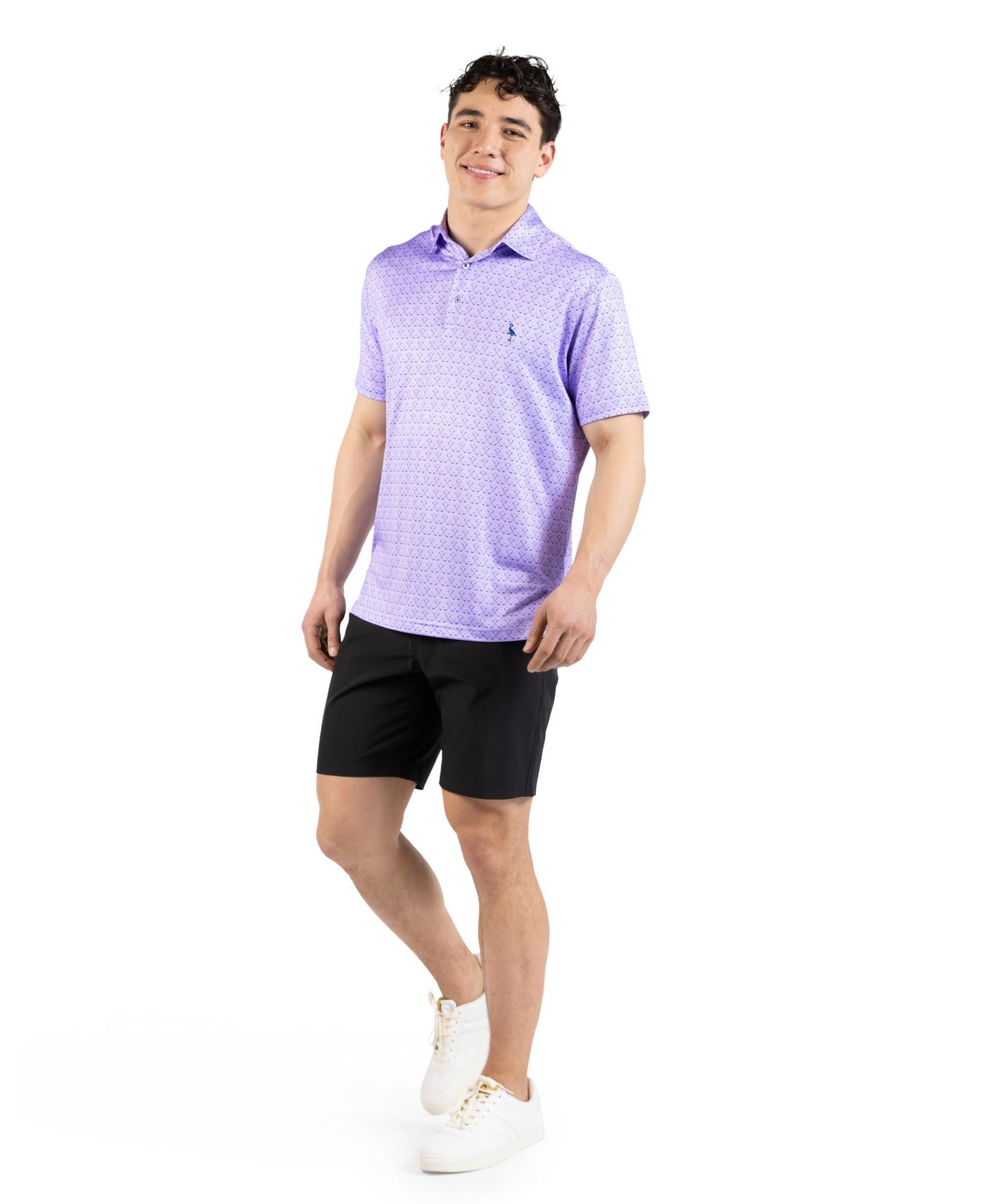 Мужское поло Tailorbyrd Golf Clubs Printed Performance Polo, цвет: Сиреневый — фото 3
