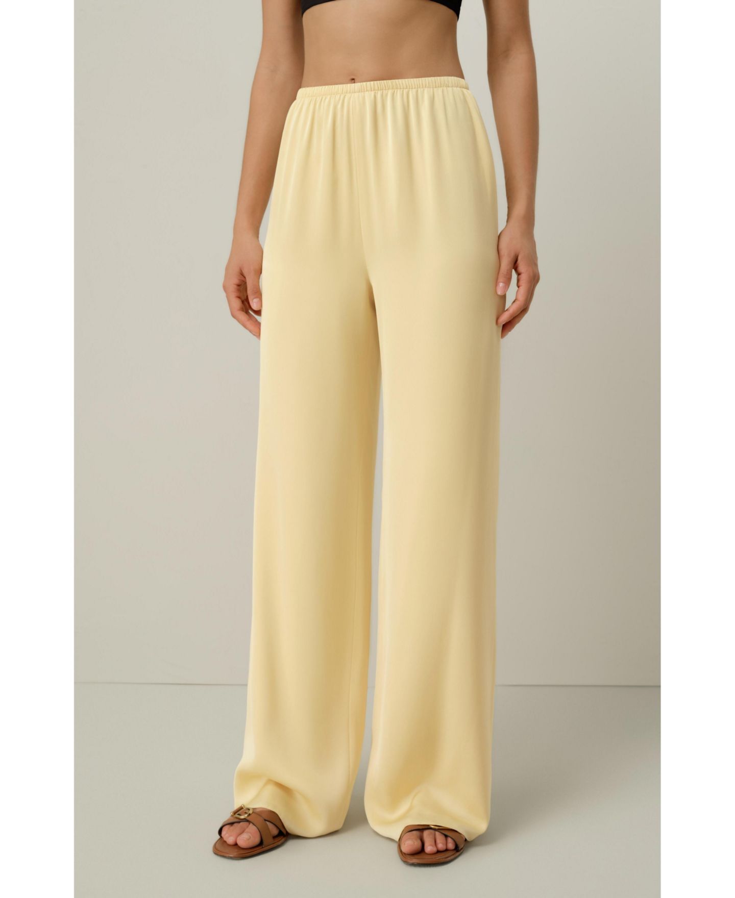Женские брюки LILYSILK Stretch Silk Georgette Straight-Leg, цвет: Сливочный — фото 4