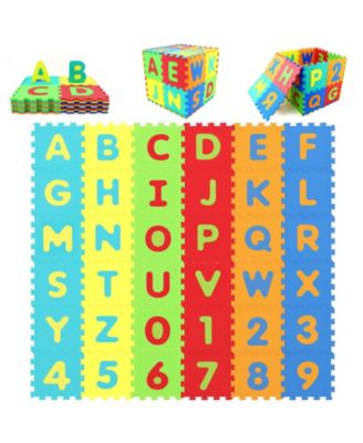 36-Piece Interlocking Baby Puzzle Floor Tiles with Alphabet