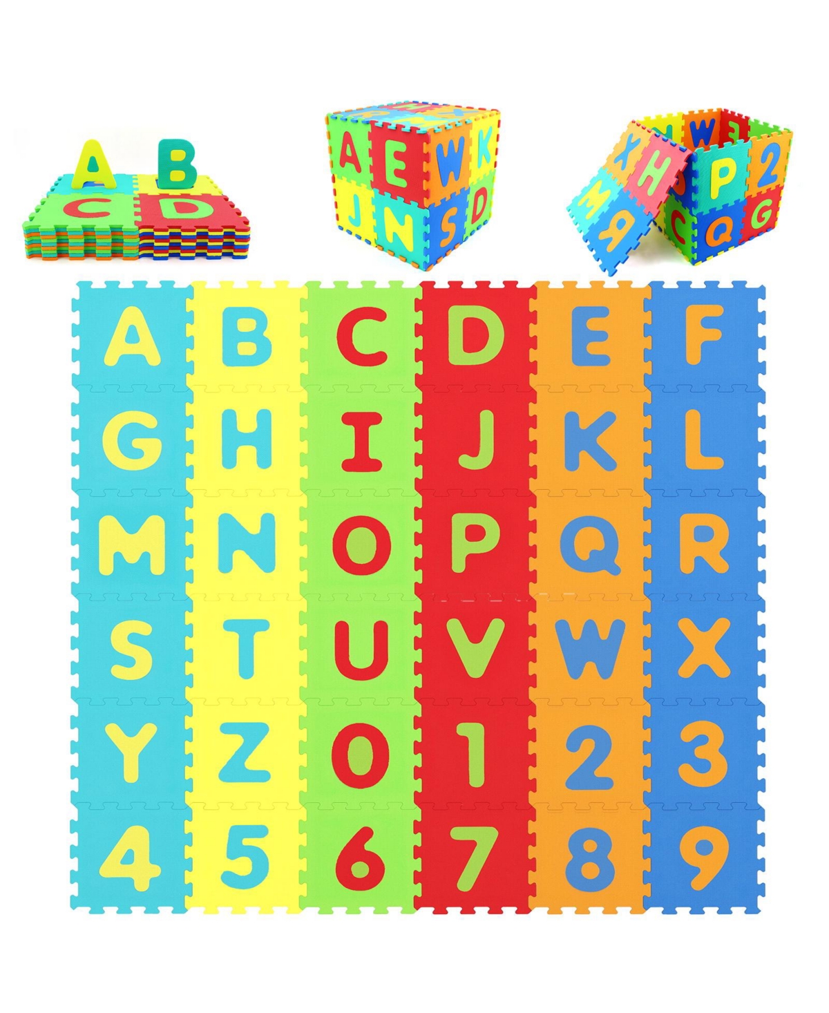 Slickblue 36-Piece Interlocking Baby Puzzle Floor Tiles with Alphabet