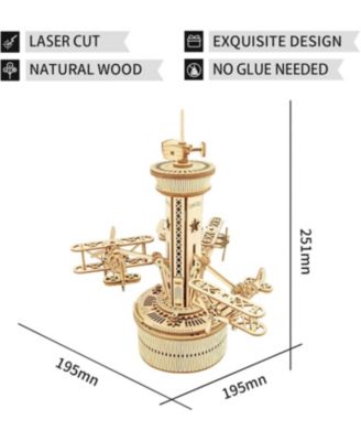 3D Wooden Puzzle Mechanical Music Box,DIY Aircraft Model Kits to Build,Best Toy Gift for Teens,Adults on Birthday,Decoration for Room