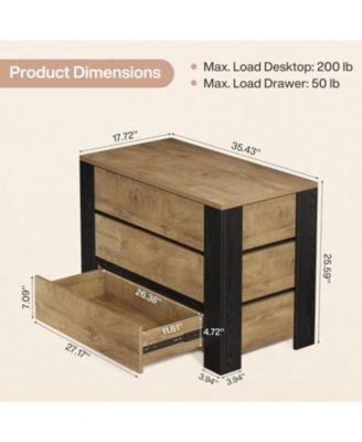 36" Wide Nightstand Set of 2, Extra Large Night Stand with 3 Drawers, Oversized Nightstand Bedside Table, Farmhouse Side End Table