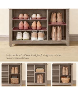 7 Double Hooks Hall Tree with Shoe Bench and Storage