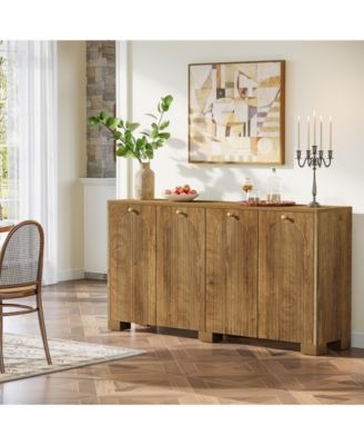 59" Sideboard, 4-Door Storage Cabinet with Shelves, Buffet TV Stand, Modern Vintage Coffee Bar Cabinet