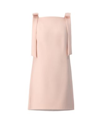 Women's Short Solid Dress with Bow Straps