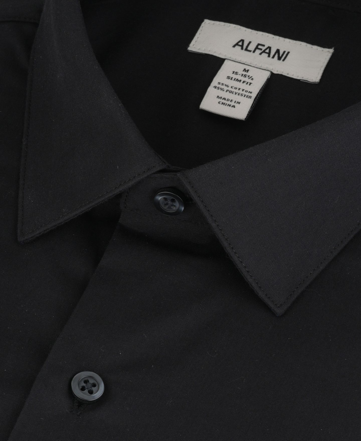 Мужская рубашка Alfani Slim-Fit Solid Dress Shirt, цвет: Чёрный — фото 7