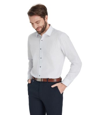 Men's Slim-Fit Grid Dress Shirt