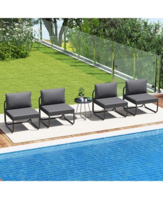 Patio Chairs Set of 4 w/ Removable Cushions Heavy Duty Metal Frame Poolside