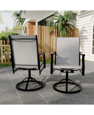 4PCS Outdoor Swivel Dining Chairs With Textilene Breathable Back