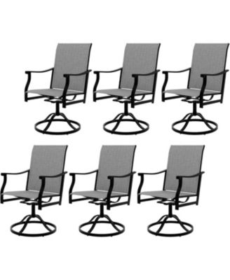 6PCS Outdoor Swivel Dining Chairs With Textilene Breathable Back