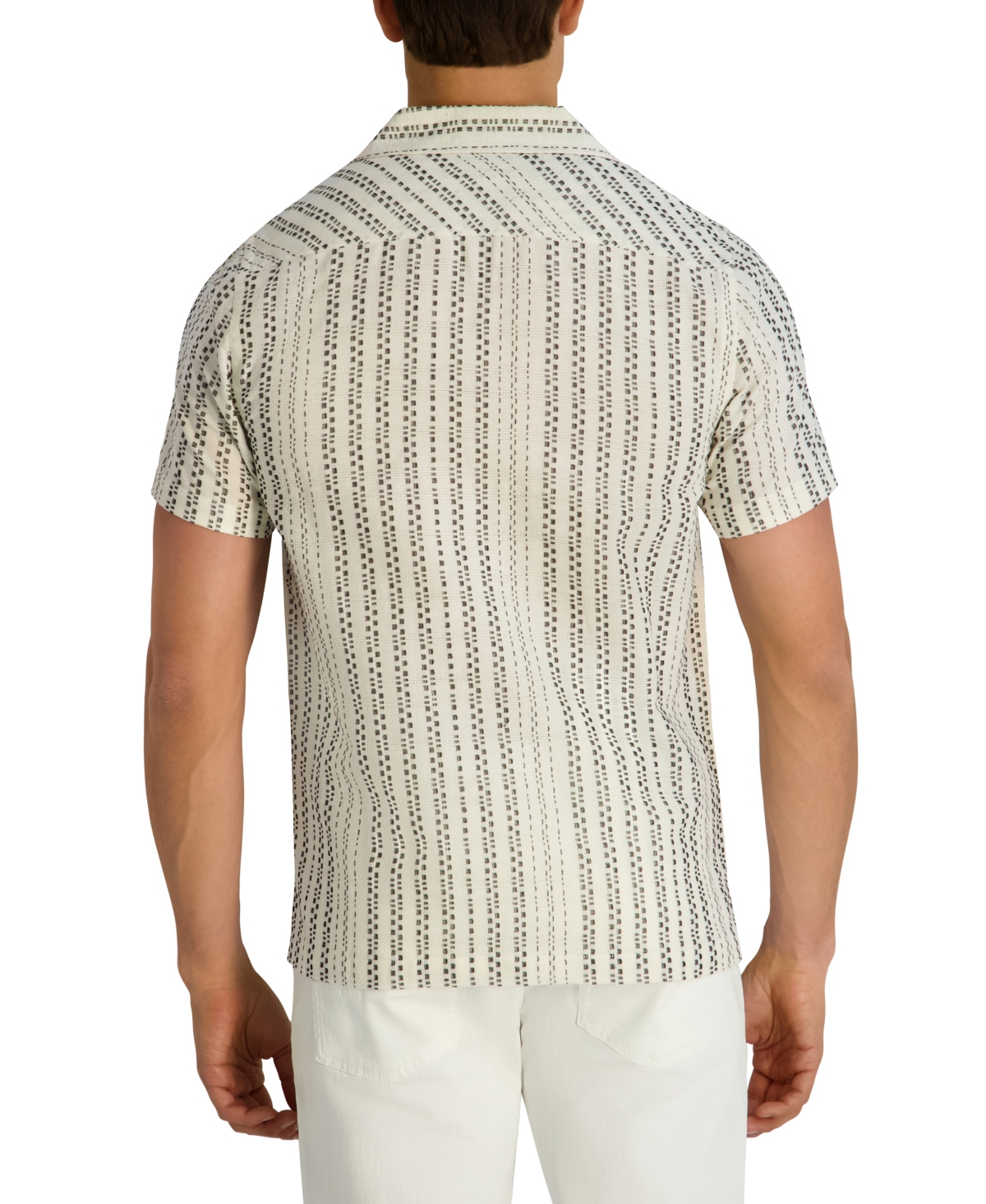 Karl Lagerfeld Paris Men's Striped Dobby Short-Sleeve Shirt