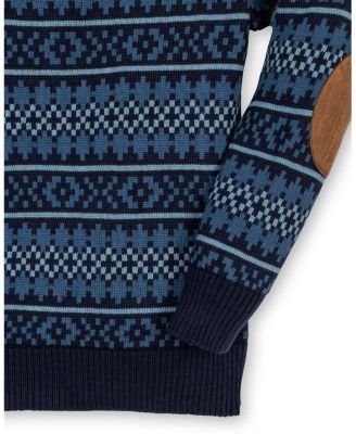 Boys Organic Long Sleeve Henley Pullover Sweater with Elbow Patches