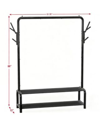 52" Freestanding Steel Closet Rack with Storage Shelves & Hooks