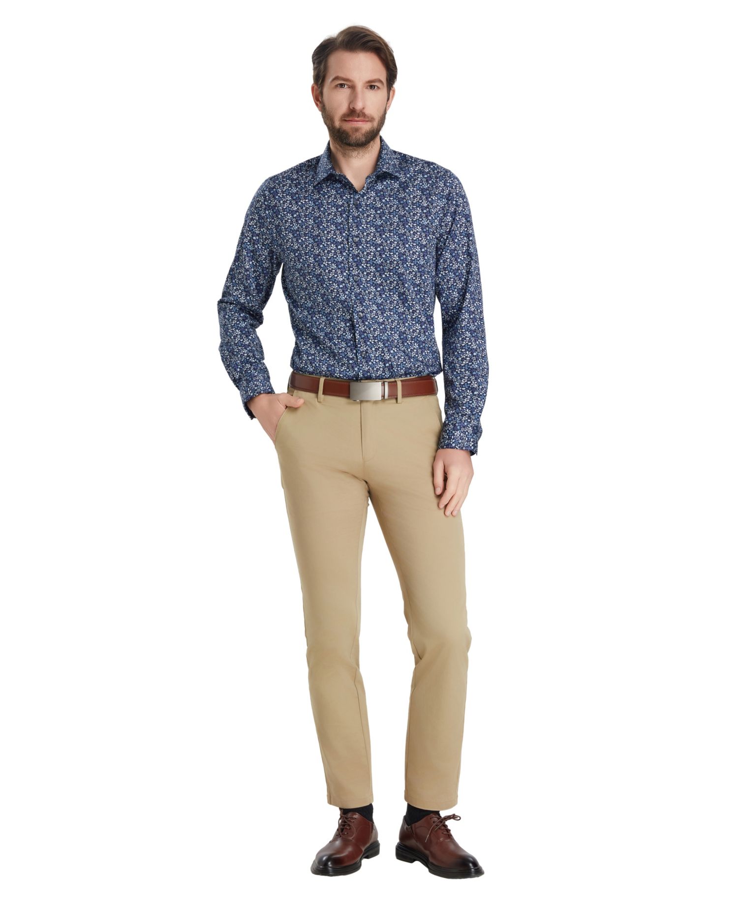 Men's Slim-Fit Pencil Floral Dress Shirt