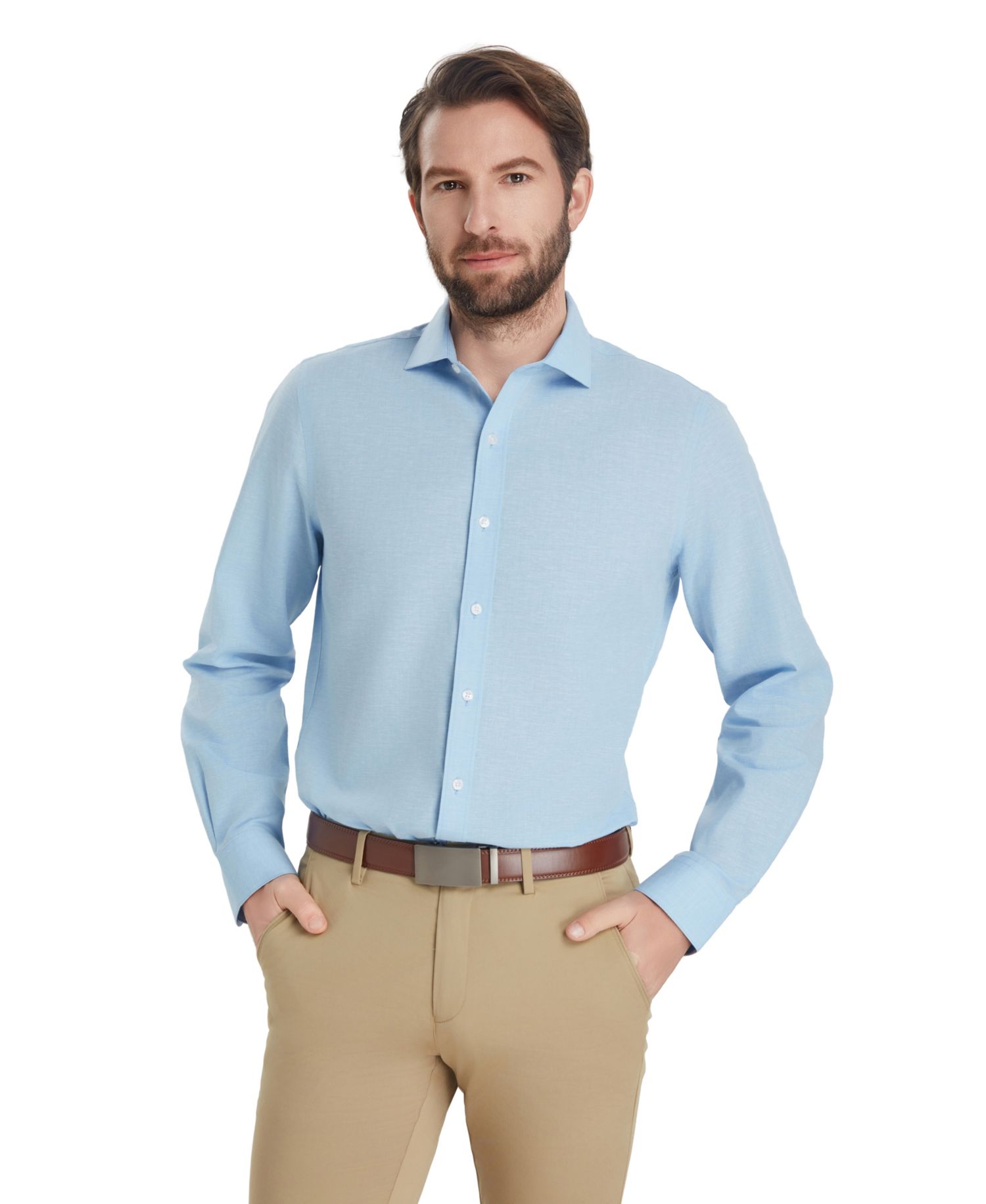 Men's Slim-Fit Linen Dress Shirt