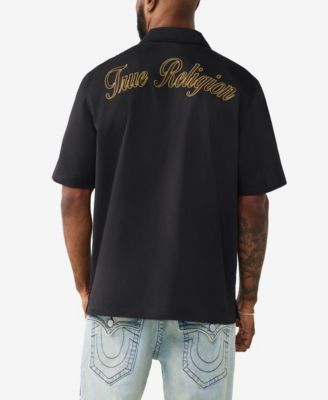 Men's Short-Sleeve Twill Camp-Collar Shirt