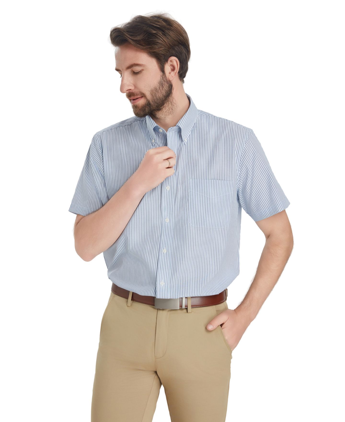 Мужская рубашка Club Room Striped Dress Shirt, цвет: Синий комбинированный — фото 6