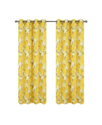100% Polyester 200 GSM Blossom Printed Blackout Grommet Curtain Panel