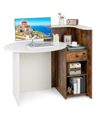 Front Reception Desk with Open Shelf and Drawer