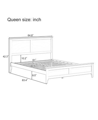 Modern Solid Wood Queen Platform Bed with Slats Support, Seadrift