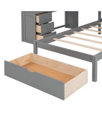 Full Over Twin Bunk Bed with Desk, Drawers and Shelves