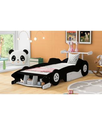  Twin Size Race Car-Shaped Platform Bed with Wheels